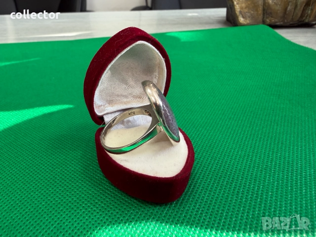 Сребърен пръстен с Лепидолит. №7738, снимка 2 - Пръстени - 52810886