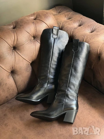 ботуши на ток от естествена кожа , снимка 4 - Дамски ботуши - 51428143