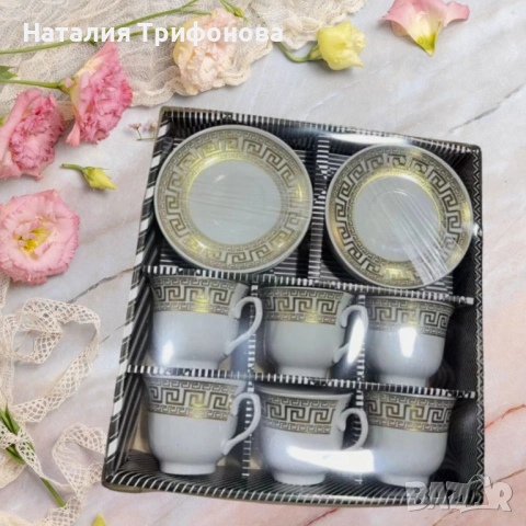 Порцеланов комплект за чай от 12 части, чаша и чинийки, снимка 2 - Сервизи - 53841233