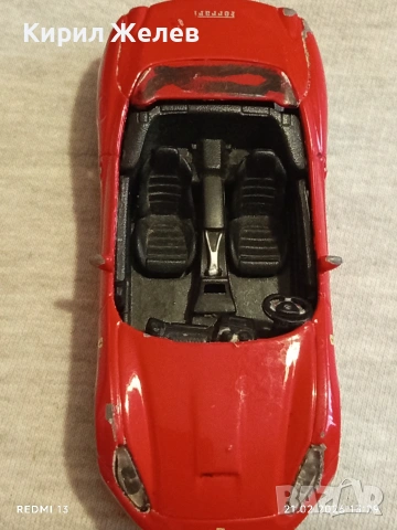 Метална количка Ferrari California за КОЛЕКЦИЯ ДЕКОРАЦИЯ 26534, снимка 5 - Колекции - 53571738