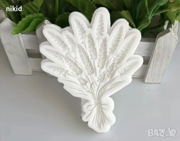 Букет стръкове лавандула силиконов молд форма фондан шоколад декор украса, снимка 3 - Форми - 53804885