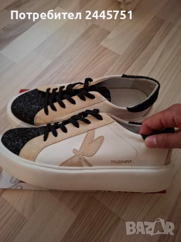 Кецове с брокат Dragonfly, естествена кожа, нови , снимка 2 - Кецове - 51686930