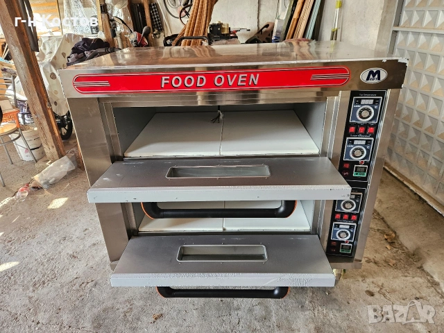 Фурна за Закуски Пици Хляб със шамотни плочи отдолу 2 нива 4 тави 60х40см. трифазна 