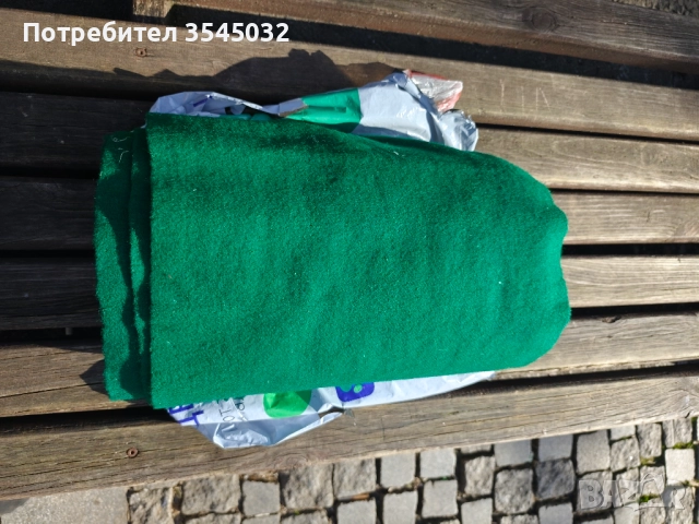Зелен вълнен плат - шаяк , снимка 2 - Антикварни и старинни предмети - 52847280