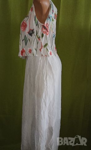 Дълга италианска рокля от естествена коприна , тюл с бродерия и подплата от трико L, XL, снимка 6 - Рокли - 45713017