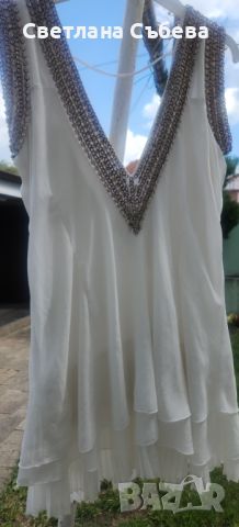Бяла елегантна рокля , снимка 2 - Рокли - 45920343