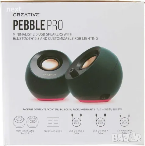 Тонколони Creative PEBBLE PRO, Bluetooth 5.3,USB-C,BassFlex, снимка 3 - Тонколони - 47319287