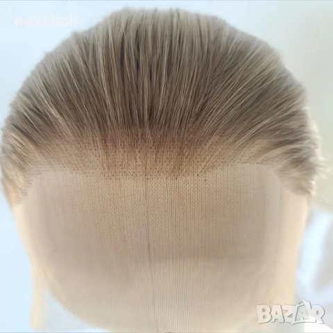 80 см права синтетична перука - пепеляво руса, 13x4 lace front, снимка 3 - Аксесоари за коса - 53639334