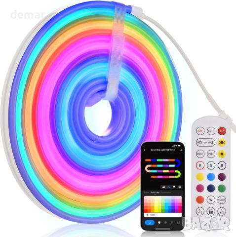 RGB+IC 3m, неонова LED лента с дистанционно управление, управление с приложение, DC24V, снимка 1 - Лед осветление - 46513789