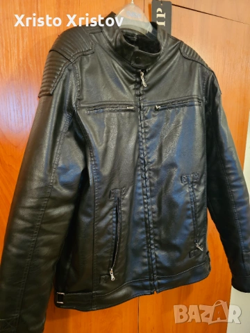Мъжко кожено яке телешки бокс, снимка 2 - Якета - 53635132