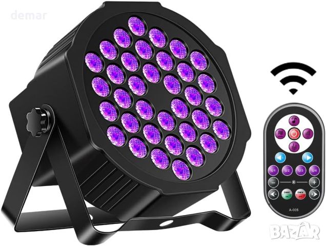 Blacklight 72W 36 LED UV сценична светлина с IR дистанционно управление и DMX, за DJ, диско, снимка 1 - Други стоки за дома - 45965030