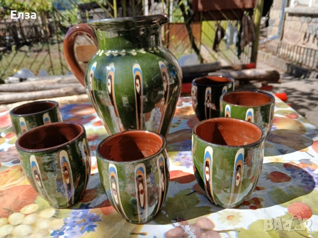 Керамичен сервиз за вино от соца, снимка 2 - Сервизи - 51793230