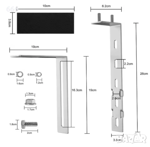 2 бр. Регулируема кука за монтаж на слънчев панел за балкон., снимка 4 - Други стоки за дома - 52936822