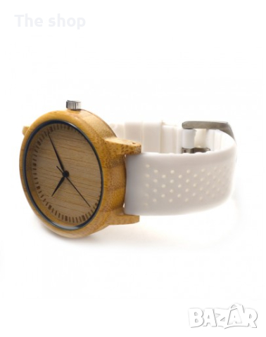 Дървен часовник със силиконова каишка - Montesilvano - 3 цвята (005), снимка 2 - Други - 44988805