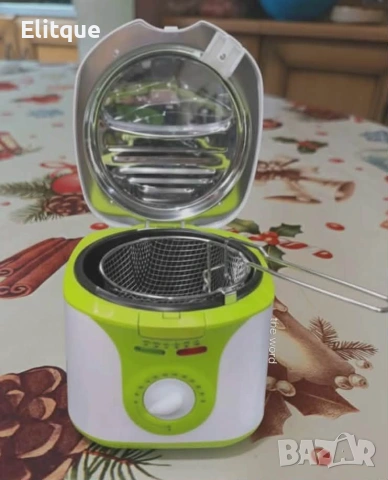 Фритюрник Voltz, 2 литра, 1300W, 80-190 C, Незалепващ съд, Бял/зелен 2 ГОДИНИ ГАРАНЦИЯ, снимка 3 - Фритюрници - 53269797