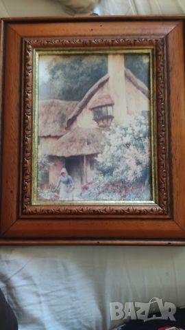 Стар прекрасен принт по известната картина „Cottage Garden“ British School - 19th на Strachan Artur , снимка 5 - Антикварни и старинни предмети - 45477362