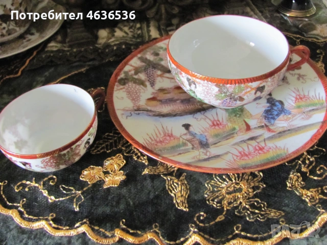 Японски К-т Чашка за чай и кафе, костен порцелан , маркирани