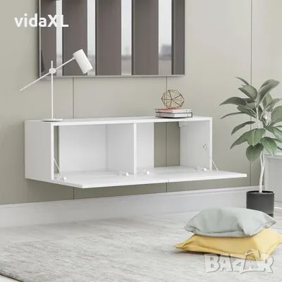 vidaXL ТВ шкаф, бял, 100x30x30 см, инженерно дърво(SKU:801481), снимка 3 - Шкафове - 49410090