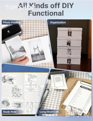 Мобилен принтер Phomemo TP31 203DPI, черно-бял печат, iOS и Android, снимка 3 - Принтери, копири, скенери - 49515904