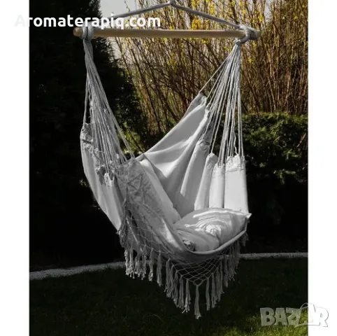 Сив хамак – бразилски висящ стол с две възглавници, снимка 7 - Градински мебели, декорация  - 50257828