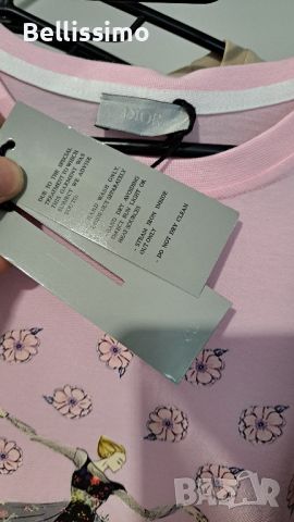 *Dior* Дамска тениска с къс ръкав в бебешко розово, oversized, снимка 3 - Тениски - 45767725