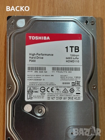 Хард диск 1ТВ 3,5  TOSHIBA, снимка 2 - Твърди дискове - 53882147