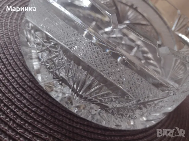 Комплект от кристална купа и ваза ръчно гравирани еднакъв дизайн., снимка 8 - Вази - 10337738