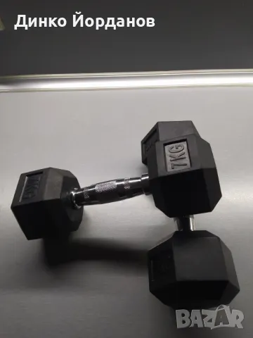 Гумирани дъмбели 7 кг нови, снимка 1