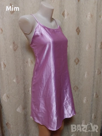 S Розова сатенена нощница , снимка 3 - Нощници - 50789640