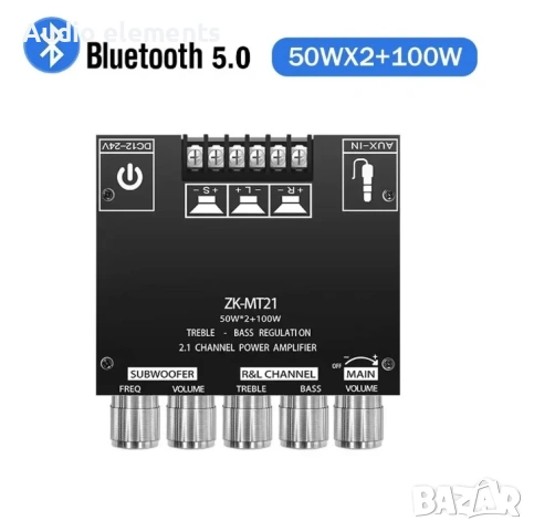 Блутут стерео усилвател  2.1 kanalen  2x50W