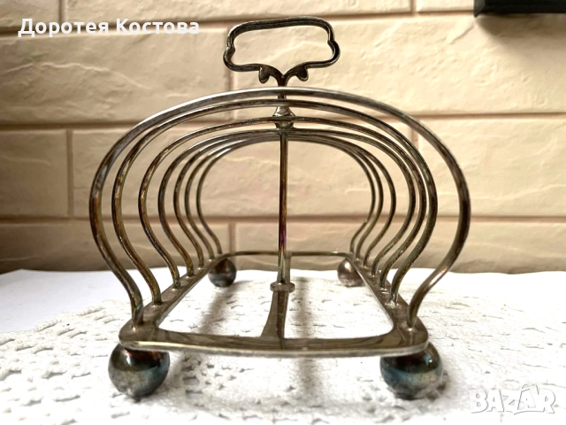 Красива посребрена поставка за 6 филийки от Англия, снимка 2 - Антикварни и старинни предмети - 52654596