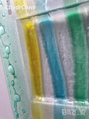 2бр Murano пепелници 17см-20см/стар италиански стъклен пепелник/квадратна чиния от Мурано стъкло, снимка 11 - Декорация за дома - 48069584