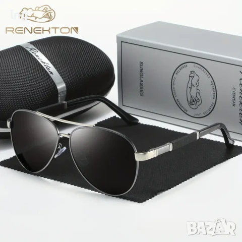 Уникален авиаторски модел слънчеви очила RENEKTON Сребристи/Черни