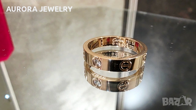 CARTIER Love Rose Gold 1 Diamond Small Model Пръстен, снимка 6 - Пръстени - 53239120