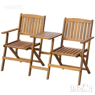 vidaXL Сгъваема градинска пейка с маса за чай, 140 см, акация масив(SKU:42654, снимка 1