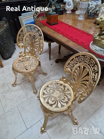 Уникален чифт антикварни месингови градински столове , снимка 4 - Антикварни и старинни предмети - 45540225