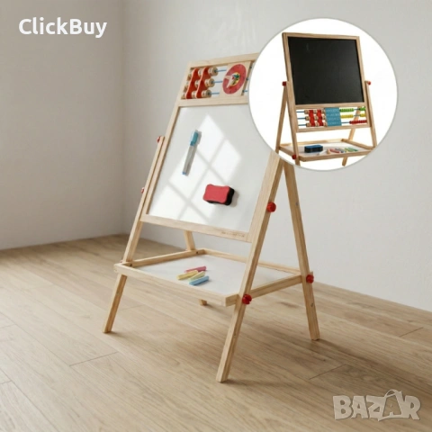 Мултифункционална образователна детска дъска с дървена рамка – за писане, рисуване и обучение, снимка 4 - Рисуване и оцветяване - 54153531