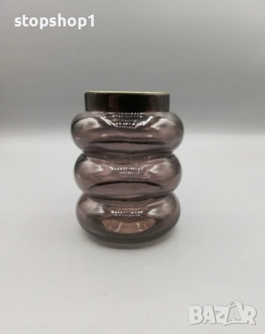 Свещник, основа за чаена свещ/малка свещ, графит, 9 см, стъкло, снимка 3 - Декорация за дома - 53286119