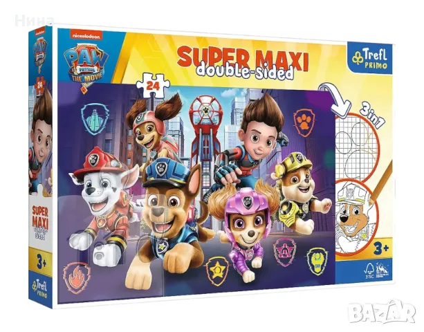 Trefl Primo Puzzle - Super Maxi 24, Paw Patrol 3в 1, снимка 1 - Рисуване и оцветяване - 48544882