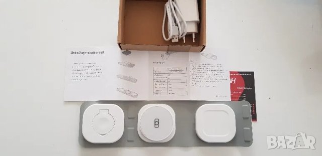 Безжично зарядно устройство, магнитно сгъваемо 3-в-1 Mag-Safe, снимка 1