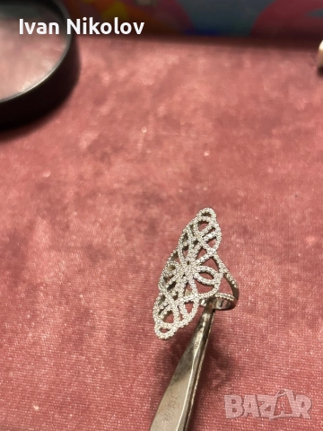 Дамски сребърен пръстен с 103 броя цирконии, снимка 3 - Пръстени - 52852189