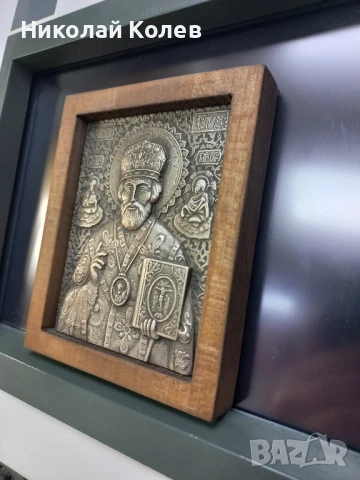 Посребрени икони на Богородица,Св.Николай,Св.Георги и Архангел Михаил., снимка 7 - Икони - 51266060