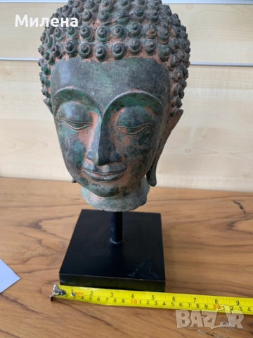 Бронзова глава на Буда, снимка 2 - Антикварни и старинни предмети - 52478018