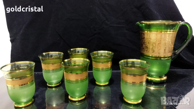 стари стъклени чаши и кана Чехословакия , снимка 7 - Антикварни и старинни предмети - 51374504