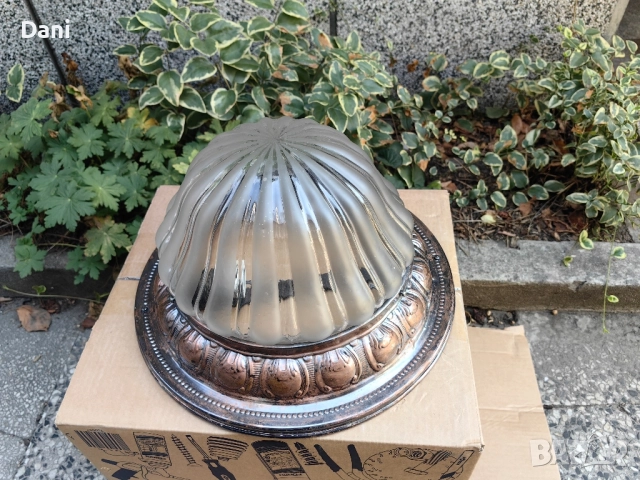 Стара лампа "Арт деко" от 1920г.,Art Deco ceiling light , снимка 2 - Лампи за таван - 51579259