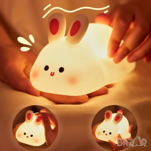 Нощна лед лампа заек Tilihome Rabbit LED Light - сладка заешка лампа, която носи уют, усмивки и спок, снимка 5 - Други - 52013320
