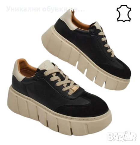 Спортни обувки от естествена кожа - Daris Black 11730, снимка 3 - Кецове - 53534658