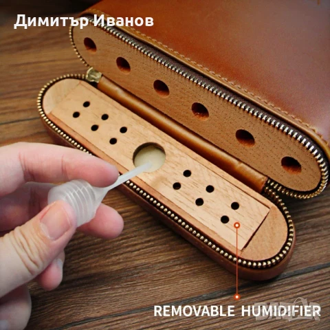 Cohiba кедров (кожено покритие) преносим хумидор със овлажнител за 6 пури, снимка 6 - Други - 51019105