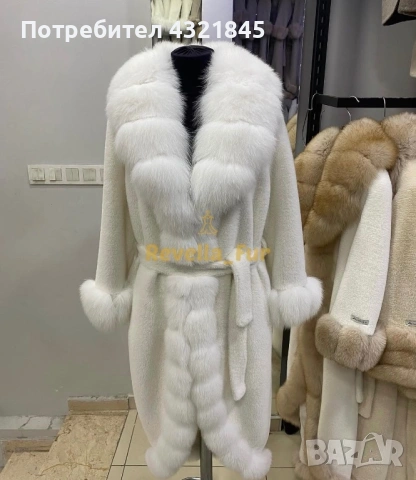 Палто естествен косъм бяло, снимка 3 - Палта, манта - 54234952