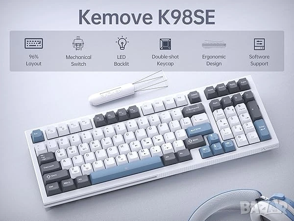 Механична гейминг клавиатура KEMOVE K98SE с ретро стил, подсветка и солидна изработка, снимка 6 - Клавиатури и мишки - 51270503